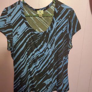 Worthington Blue and Black Blouse